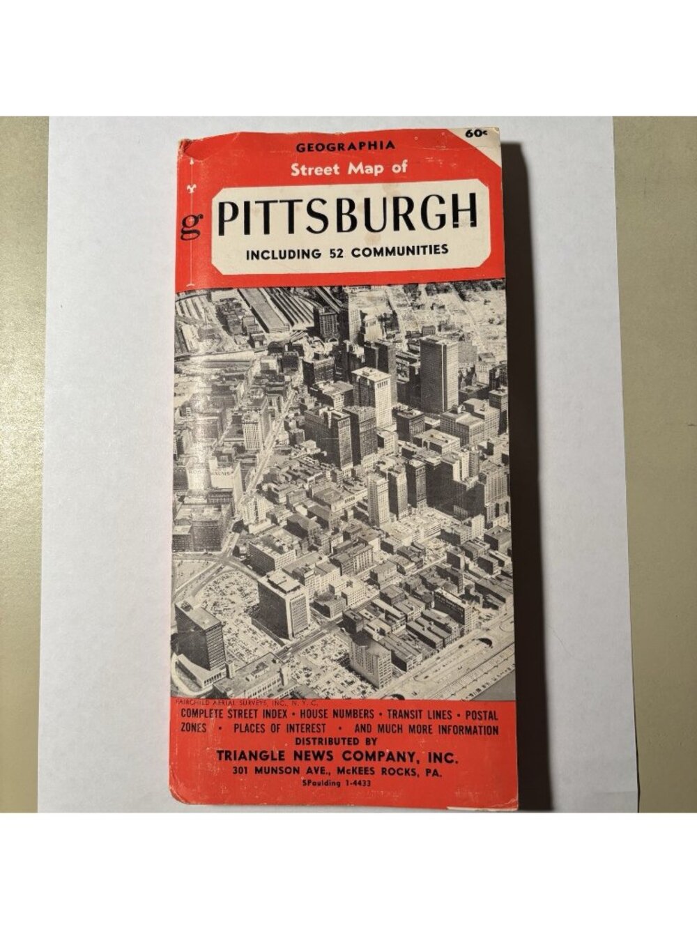 Geographia Pittsburgh PA Complete City Street Road Map 52 Communities Vintage